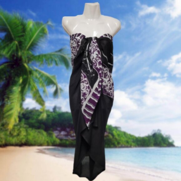 Cover Up Handpainted Cotton Batik Coverups Strapless Dress Wrapskirt Home Accent - Picture 3 of 5